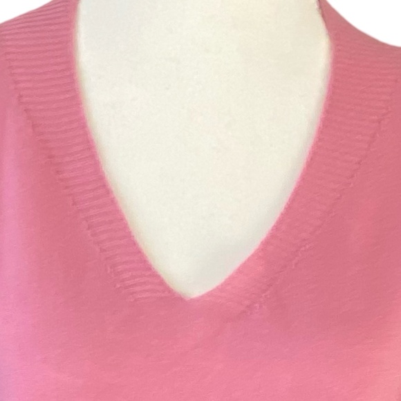 Max Studio Pink Extra Fine Merino Wool V-Neck Short Sleeve Sweater. Sz- L - Picture 3 of 13